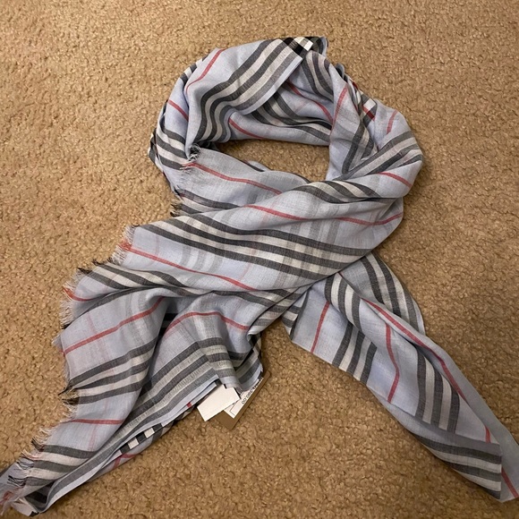 Burberry Stripe And Vintage Check Wool Silk Scarf - Picture 8 of 11